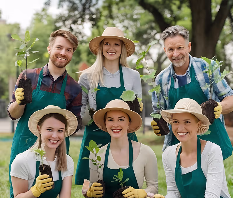 a group photo of tatum lawn care team