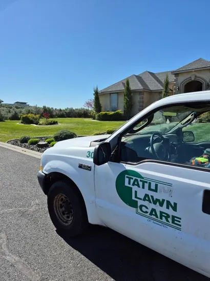 Tatum Lawn Care work truck in Moses Lake, WA